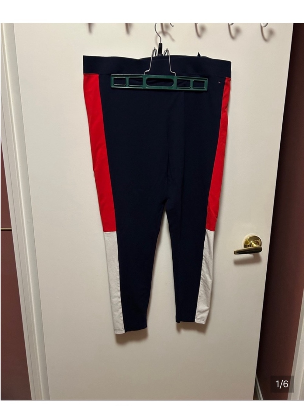 Tommy Hilfiger Woman’s Navy Colorblock Leggings with Red and White Panels